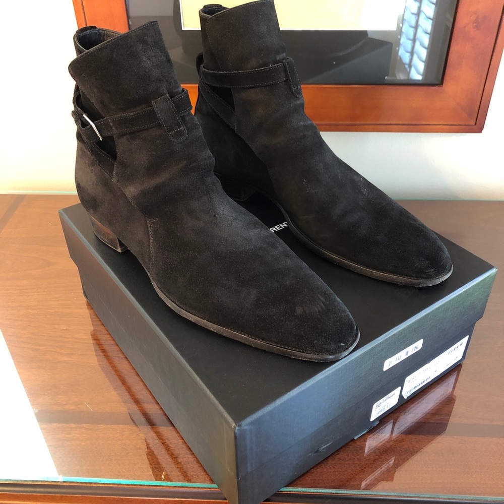 Saint Laurent Wyatt 30 Jodhpur Nero Suede Sz 47